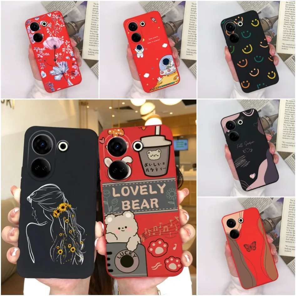 

Чехол для Tecno Camon 20 Pro 4G, модный противоударный силиконовый чехол с красной корпусом, защита камеры для Tecno Camon20Pro 5G Funda Coque