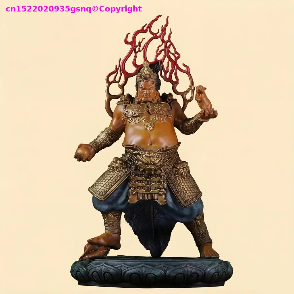 100% Handmade copper carving Vaishravana Jambhala Mammon Deity Bronze sculpture Exorcism Attract Wealth HOME Decorate Buddha