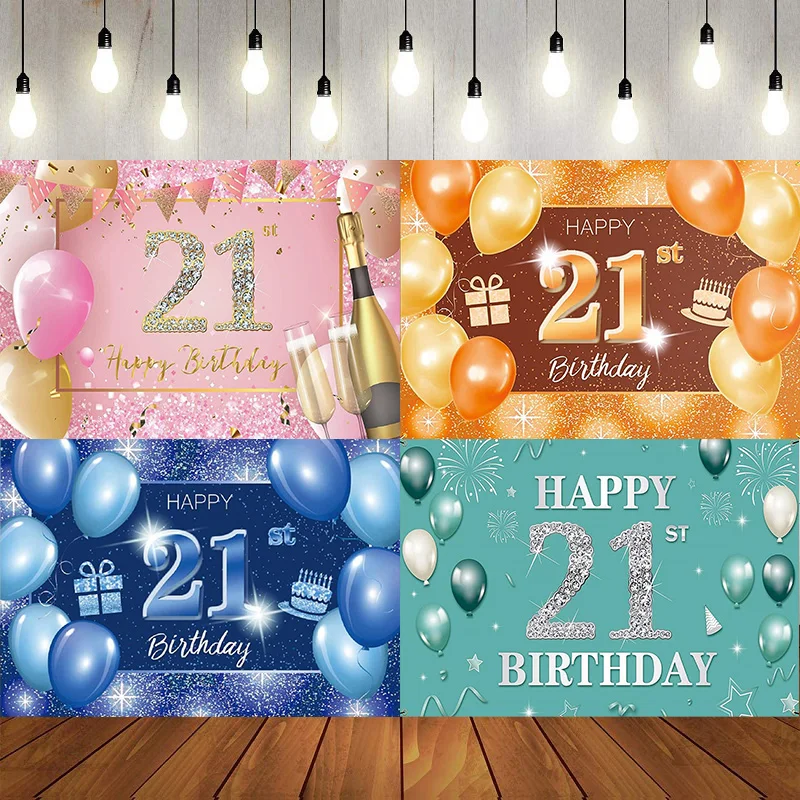 Alles Gute zum 21. Geburtstag Party lila Fotografie Hintergrund Dekorationen Hintergrund Dekor liefert Banner Poster Ballon Geschenk Liebhaber