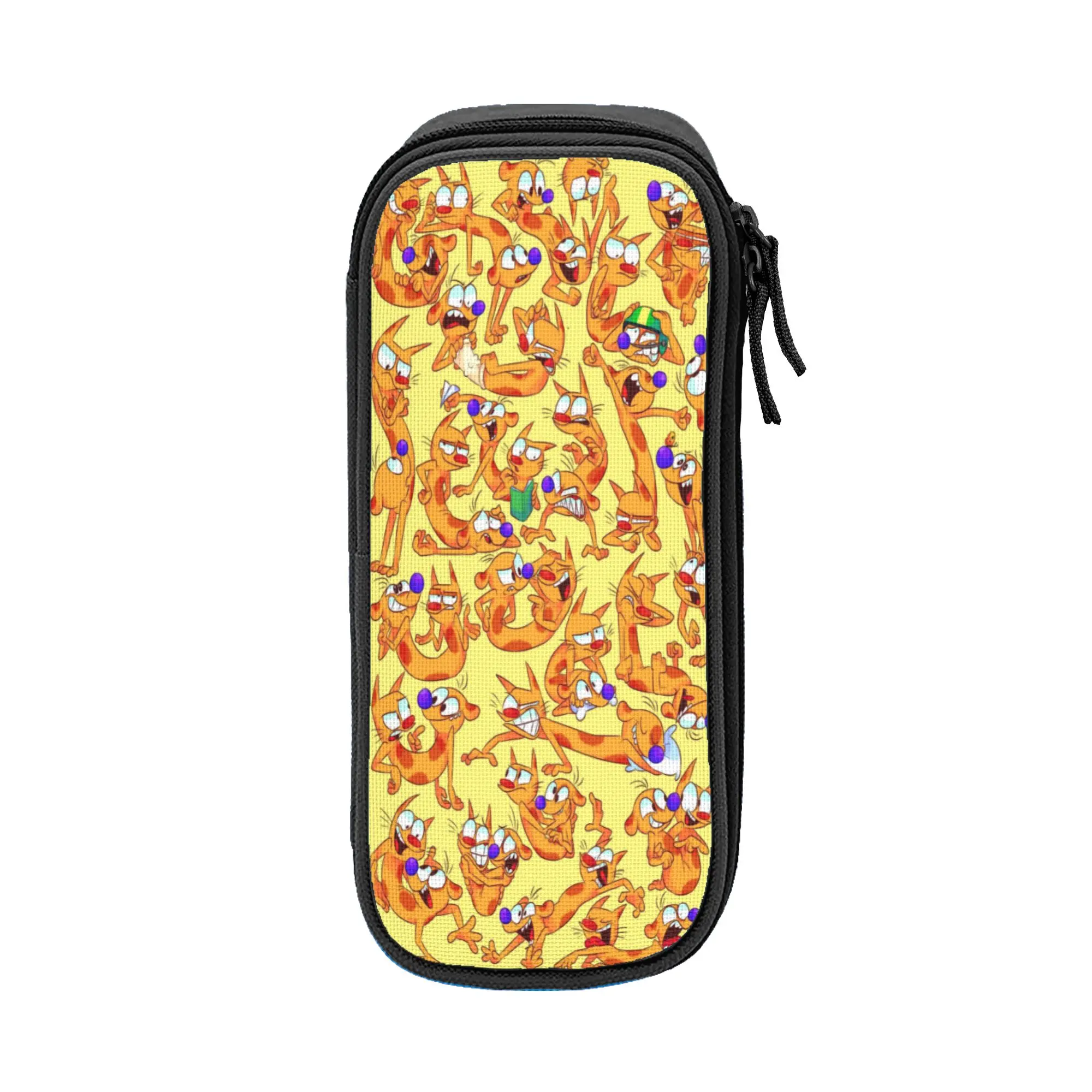  Duo Rucksack Ren & Stimpy  Pencil Case Cute   Pen Box Bags Student Big Capacity Students School Zipper Pencilcases