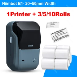 NIIMBOT B1 Label Sticker Bluetooth Printer Maker Adhesive Thermal Barcode Label Paper Roll for Clothing Hangtag Labeller as B21