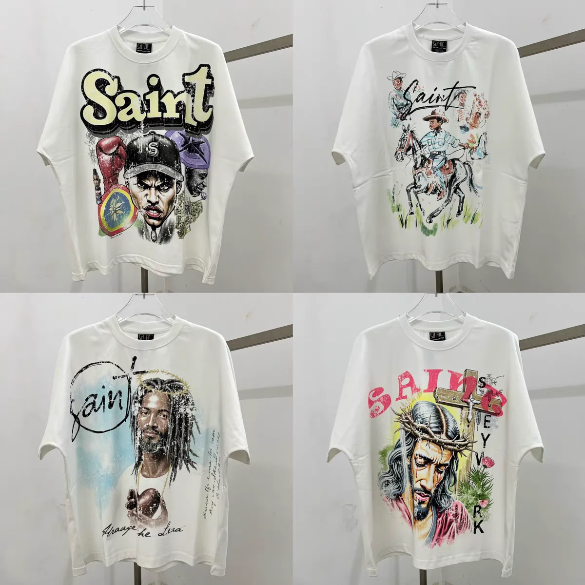 

White SAINT T Shirt Men Women Unisex High Quality Round Neck Short Sleeve Streetwear T-shirt Top Tees