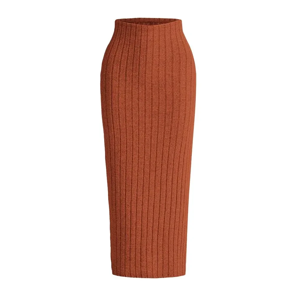 

Women's Skirts Plain Autumn Winter Decent Natural Waist Screw Thread Midi Wrap Casual Skirts