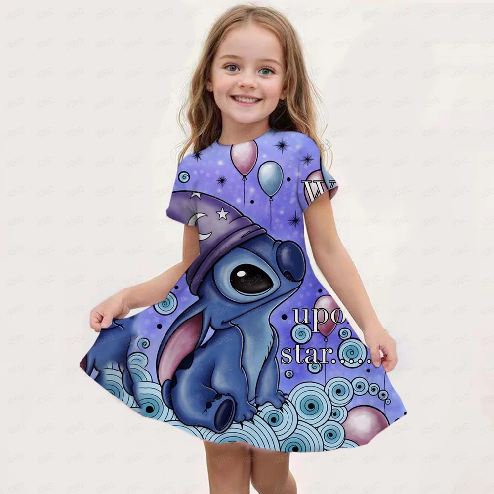 Falda de manga corta con estampado 3d para niñas, vestido de princesa de dibujos animados, ropa de tendencia de fiesta, moda para niños, Verano