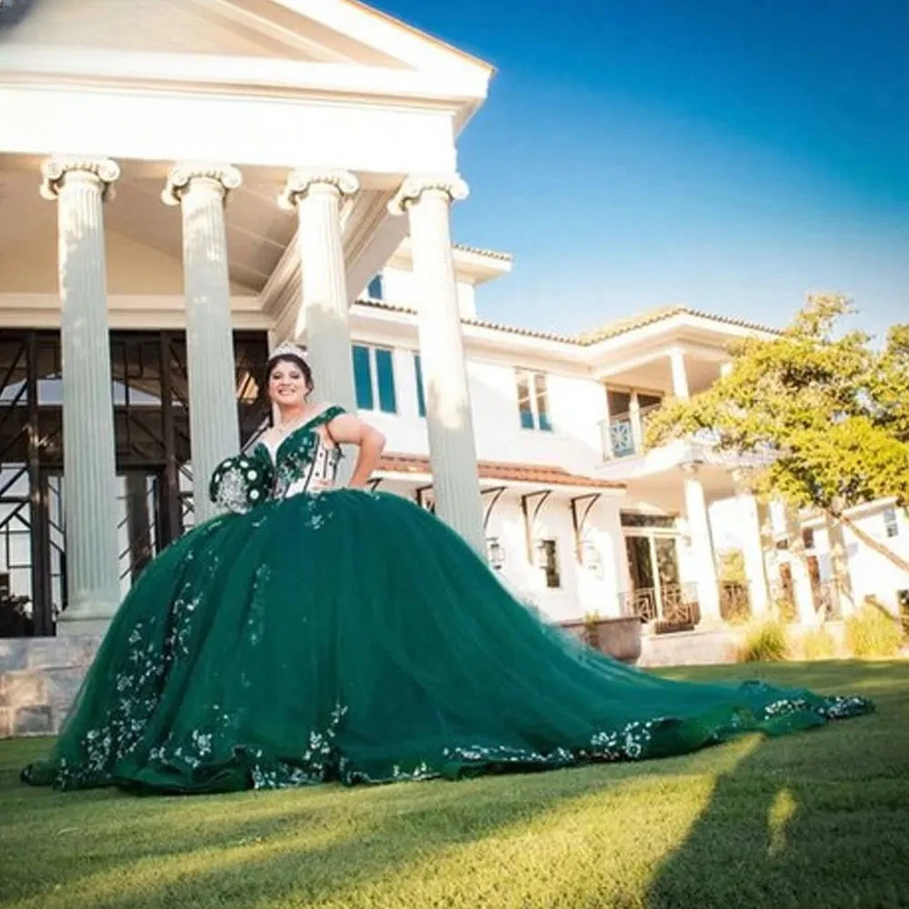 Robe de Rhvert émeraude, robes de Quinceanera, appliques classiques, robe de fête pour patients, robes de mariée longueur au sol, robes éducatives