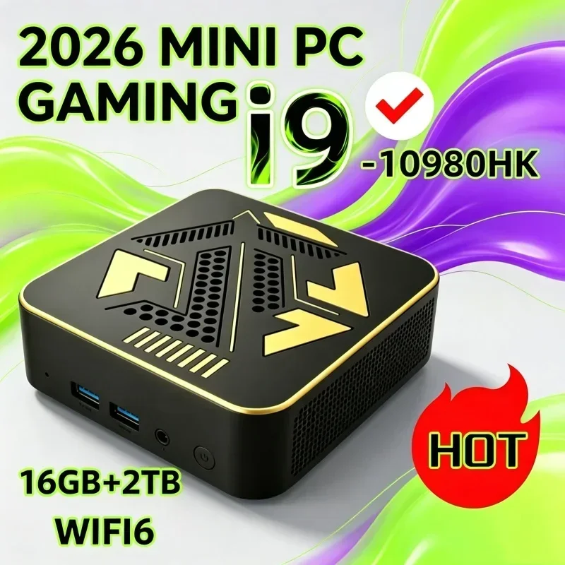 Robust Core I9 10980HK Portable Mini PC, WiFi6 BT5.2, Dual Gigabit Ports, 4K Multi Display Compact Host for Office Daily