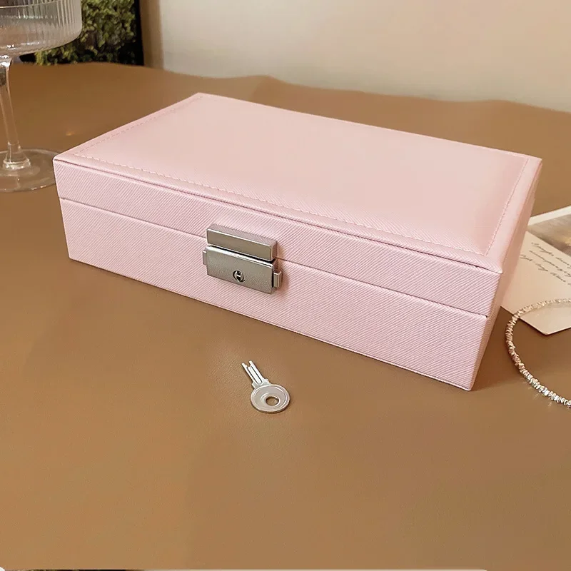 Solid Lockable Jewelry Packaging for Women High-end Earring Boxe Dustproof Storage Large Capacity Portable Travel Display Box K - view 3
