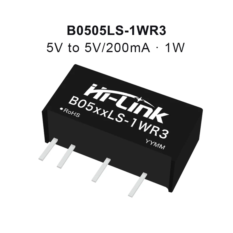 Hilink UL CE RoHS B0505LS-1WR3 B0512LS-1WR3 B0503LS-1W B0509LS-1W B0524LS-1W 1W DC DC 5V 200mA 3.3V 9V 15V 12V 24V 전원 모듈