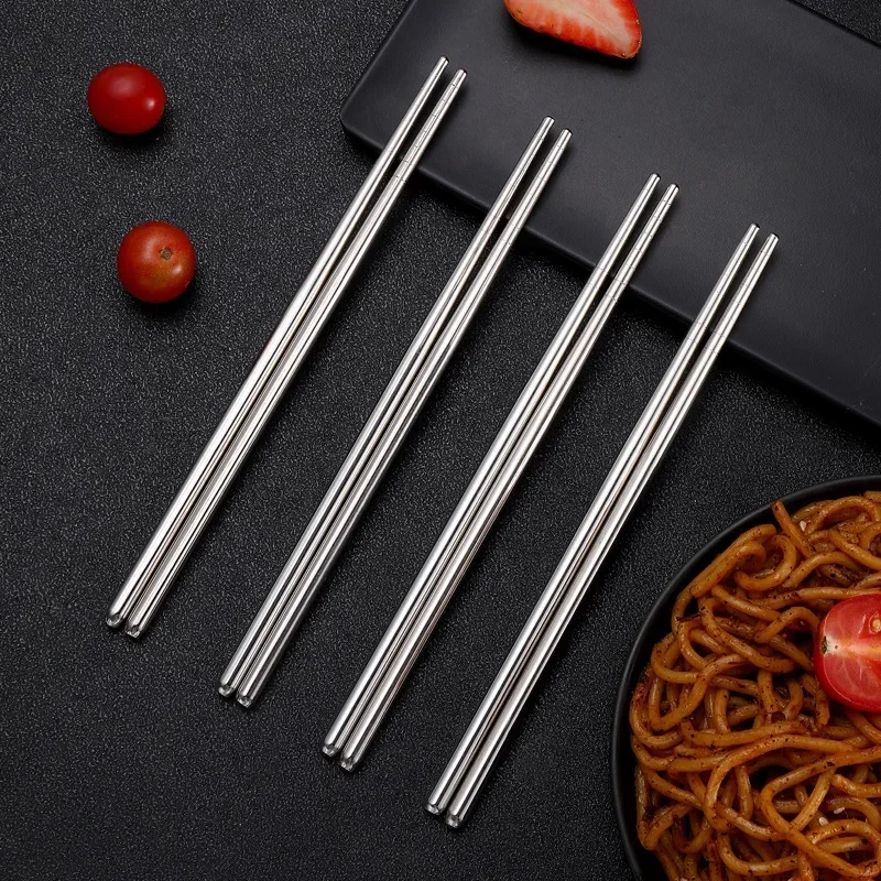 1 Pair Chinese Chopsticks Stainless Steel Non-slip Sushi Chopstick Korean Japanese Food Metal Sticks Kitchen Tableware