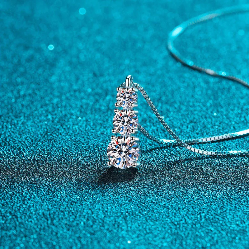 

Платиновое ожерелье PT950 с муассанитом, Женская цепочка с кулоном премиум класса три жизни и три жизни