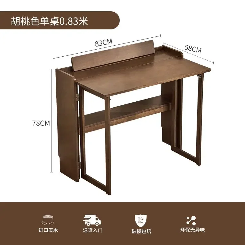 Toda a madeira maciça Folding Study Desk, Minimalista Escrita Desk, Quarto Home Pequena Unidade