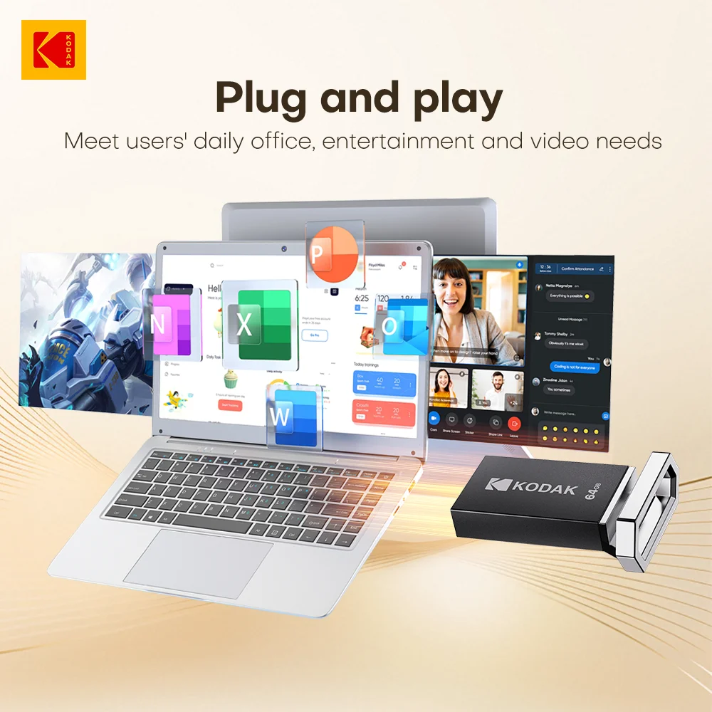 KODAK Flash Drive Mini USB 3.2 Asli Pendrive 140M/s K113 Memory Stick USB Perangkat USB Kecepatan Tinggi 32G 64G 128G untuk Mobil PC