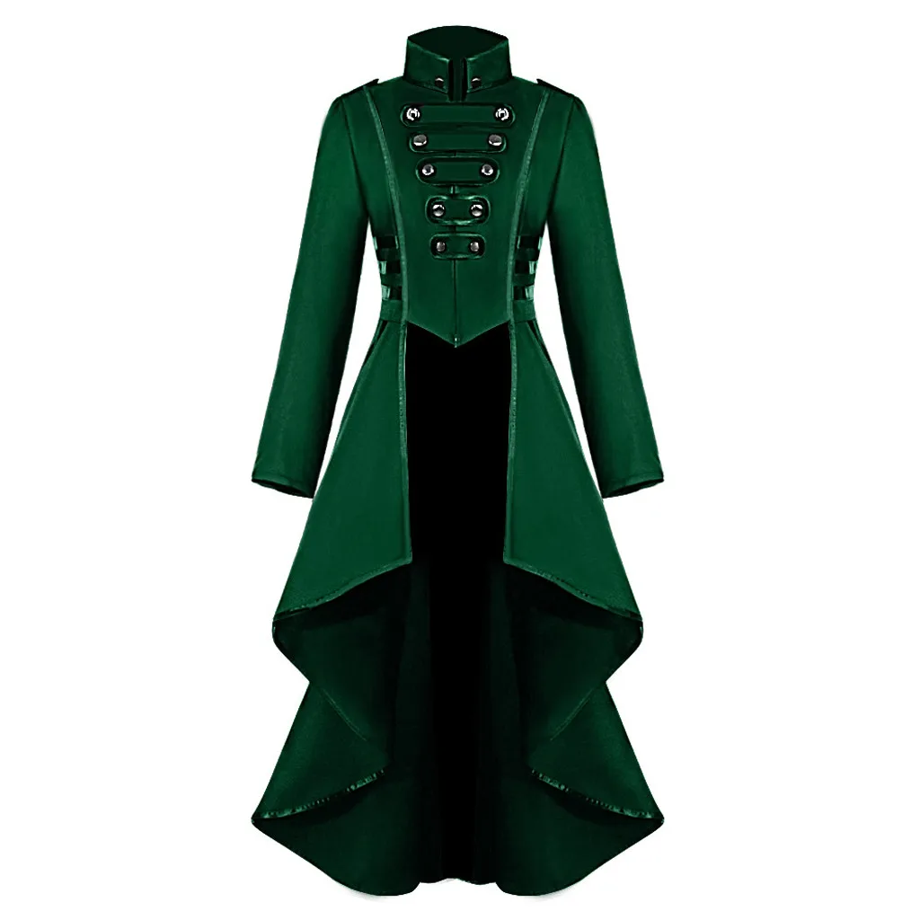 

Gothic Stand Collar Long Sleeve Irregular Swallowtail Skirt Hem Jackets Fashion Women Vintage Steampunk Coat Jacket Punk Jacket