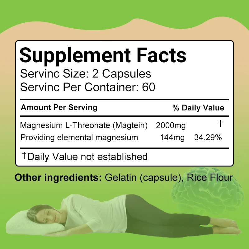 Magnesium L-Threonate Original Inventors Brain Formula, Improve Memory, Cognition, Stress Relief and Sleep Quality