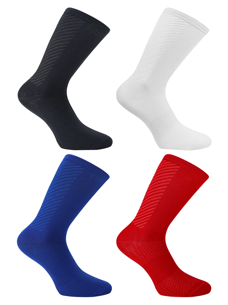 AliExpress NONE 4 Pairs Pure Color Cycling Socks Quality Road Bike Socks Men Women Running Hiking Compression Sports Socks