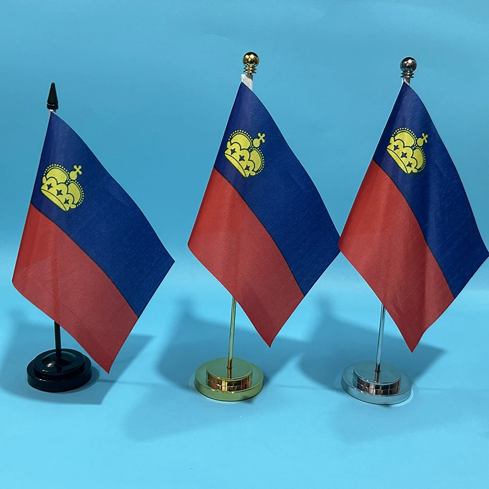 SKY FLAG Office Desk Flag of Liechtenstein Flag 14x21cm Liechtenstein National Flag Desk Ornaments Flags Decoration Banner