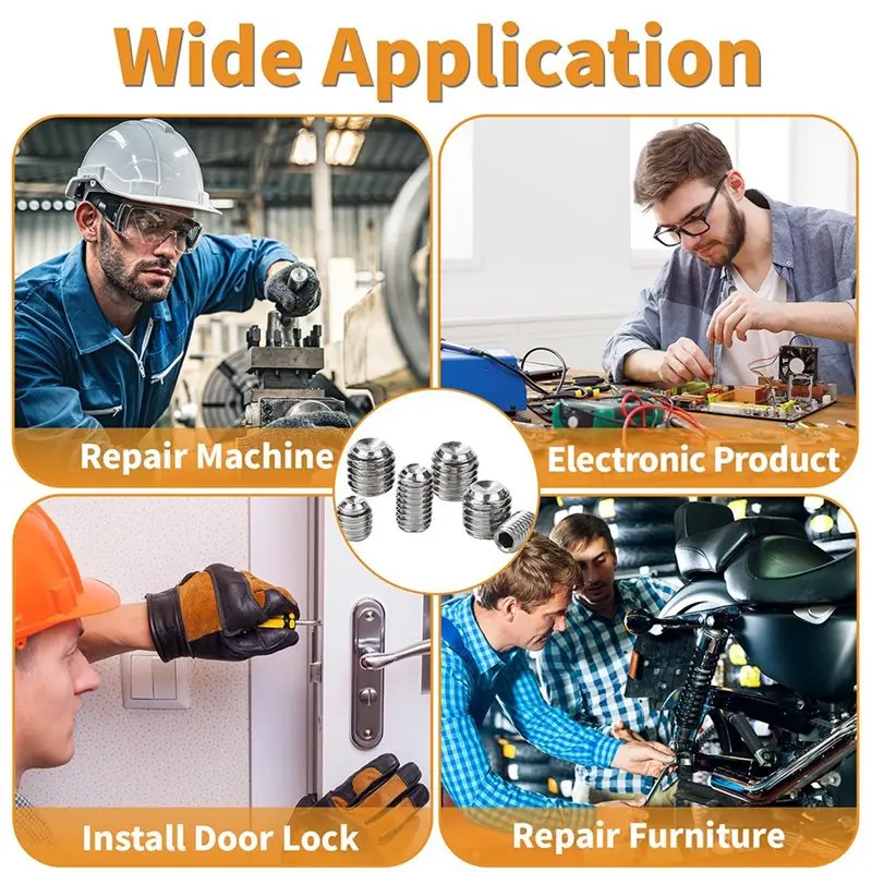 Y51A-Black Hex Hexagon Socket Allen Cup Point Grub Bolt Set 1500 M2 M2.5 M3 M5 M6 M8 DIN916 Edelstahl Schraubensatz Box