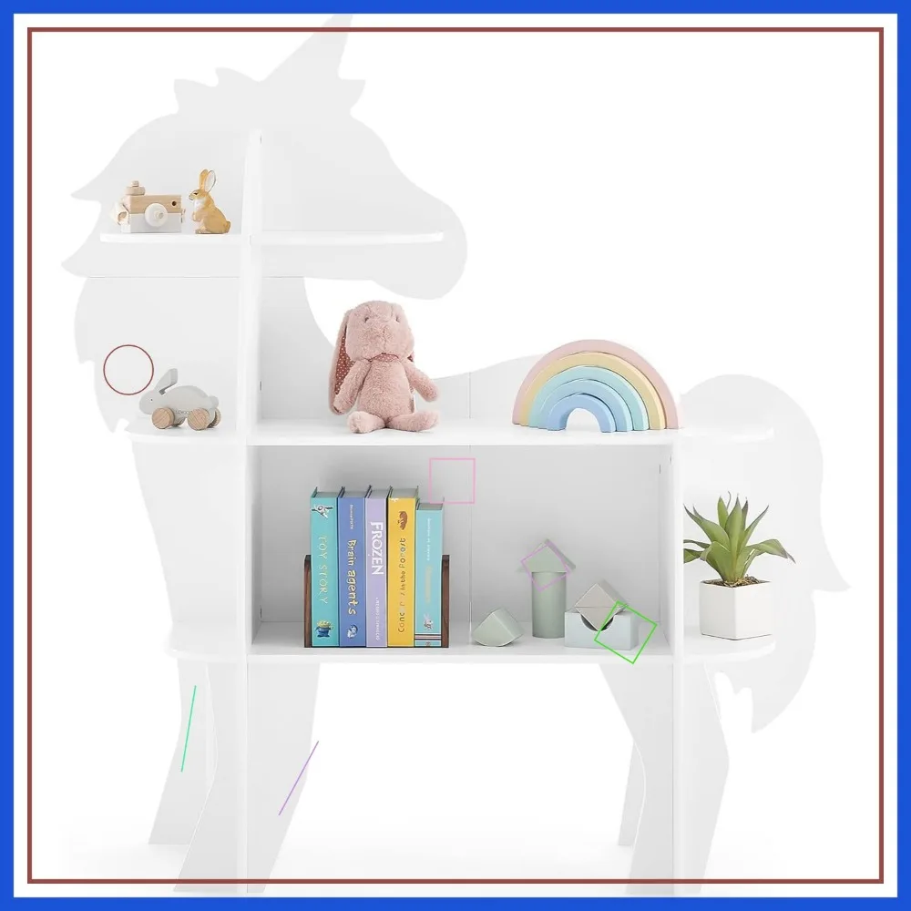 Unicorn Bookcase for Kids - Greenguard Gold Certified, White, Safe and Versatile Storage