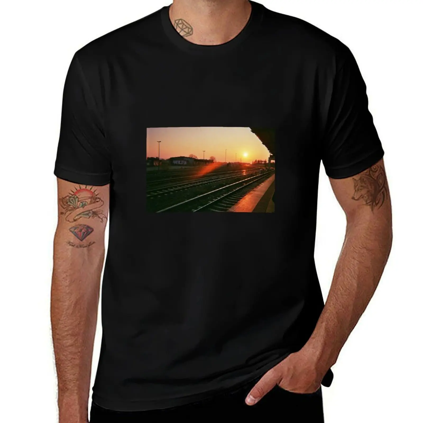 

U-Bahn Tracks, Berlin (Analog Photograph) T-Shirt cotton man t-shirts designer shirts football t shirt mens vintage t shirts