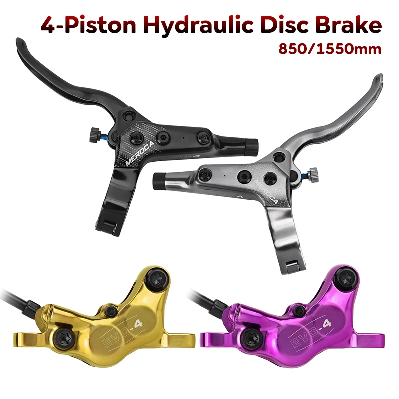 Alloy Mountain Bike Brake Sets 4-Piston Aluminum Split MTB Bicycle Hydraulic Disc Brakes 850/1550mm