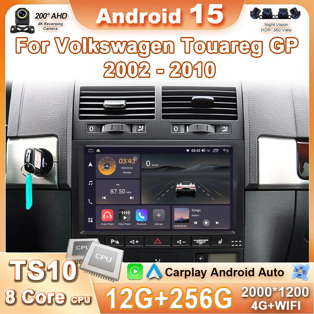

Android 15 Carplay для Volkswagen Touareg GP 2002 2003 2004 2005 2006 2007 2008 2009 2010 Автомобильный радиоприемник Мультимедийный плеер GPS Стерео