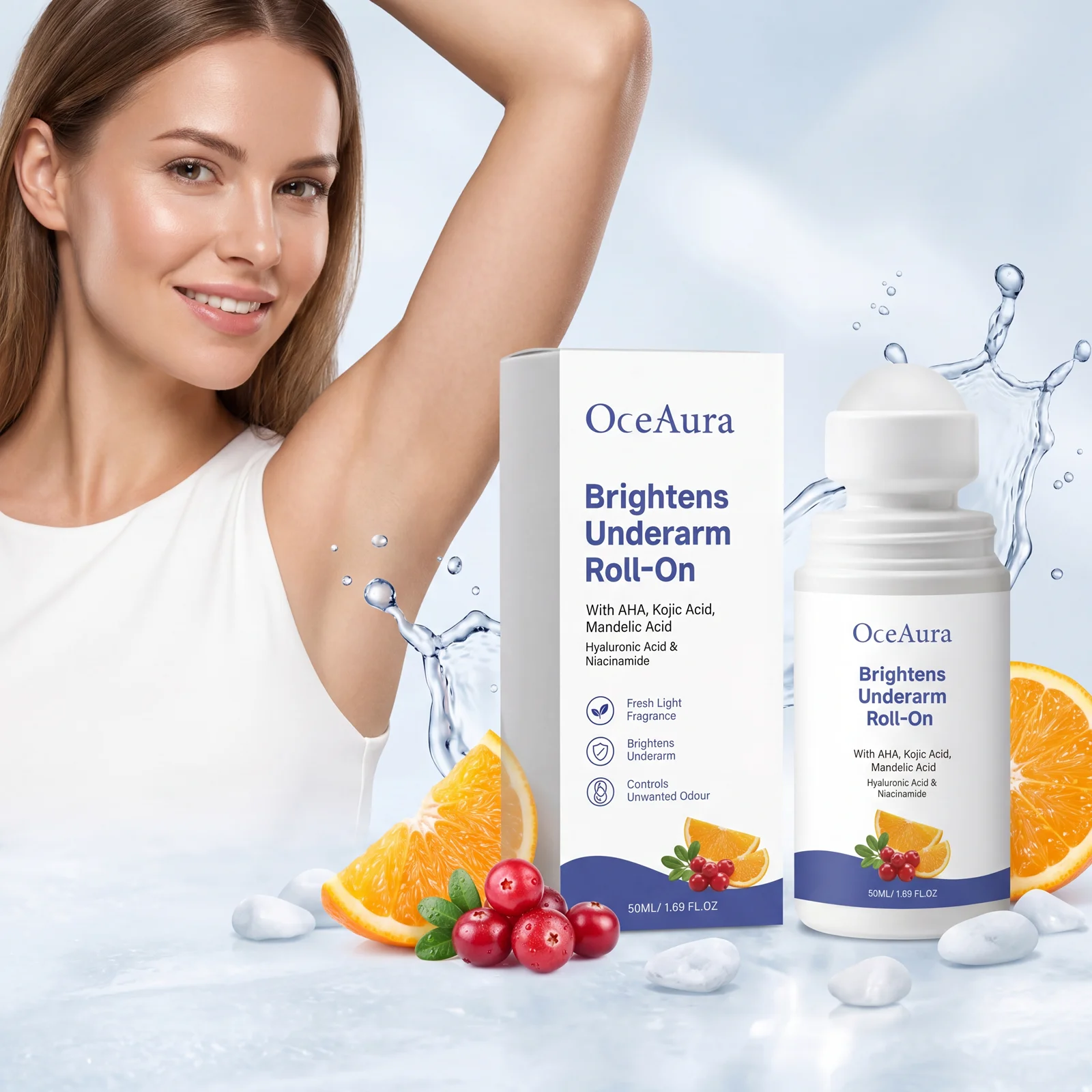 Underarm Brightening and Antiperspirant Roll-On Lighten Underarm Dark Spots Deodorizing Freshening Underarm Care Daily Usage New