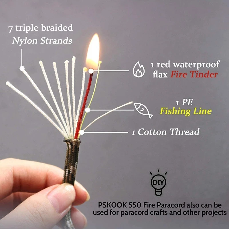 10-core Paracord 550 4mm Outdoor Camping Survival Tool PE Fire Rope Fishing Cotton Line Parachute Hiking