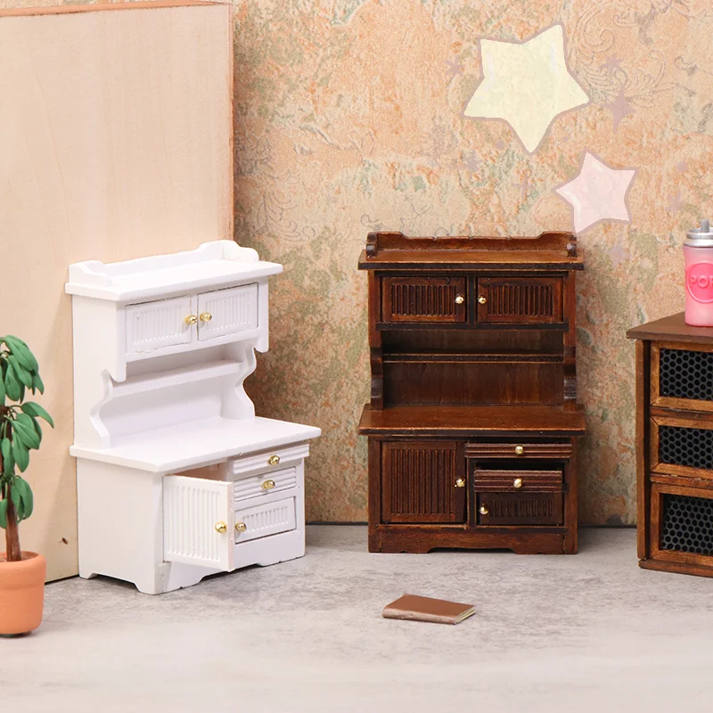 Mini aparador para casa de bonecas 1/12, modelo de estante para cozinha, sala de estar, boneca, móveis para casa, acessórios de decoração