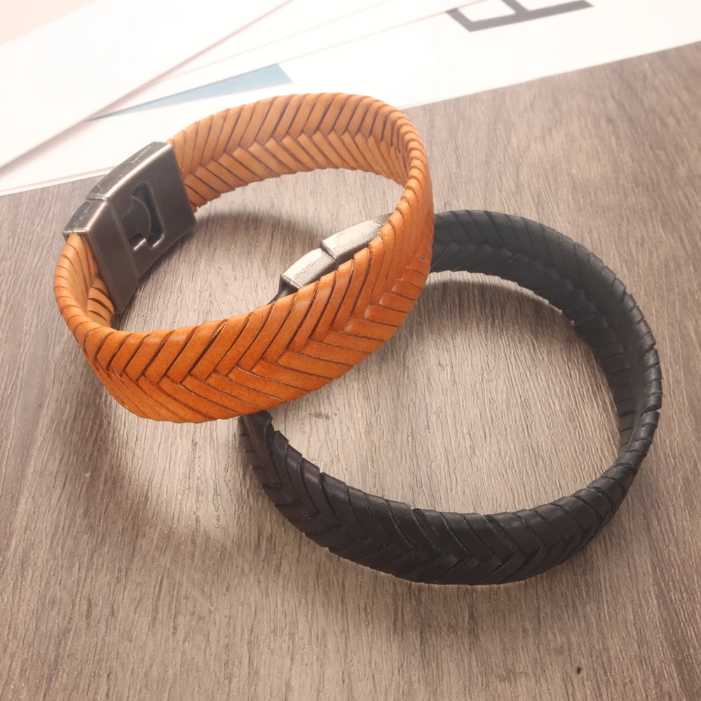 Punk Rock Weave 056 Pu Leather Bangle Bracelet Charm Jewelry For Women Men Gift 20cm