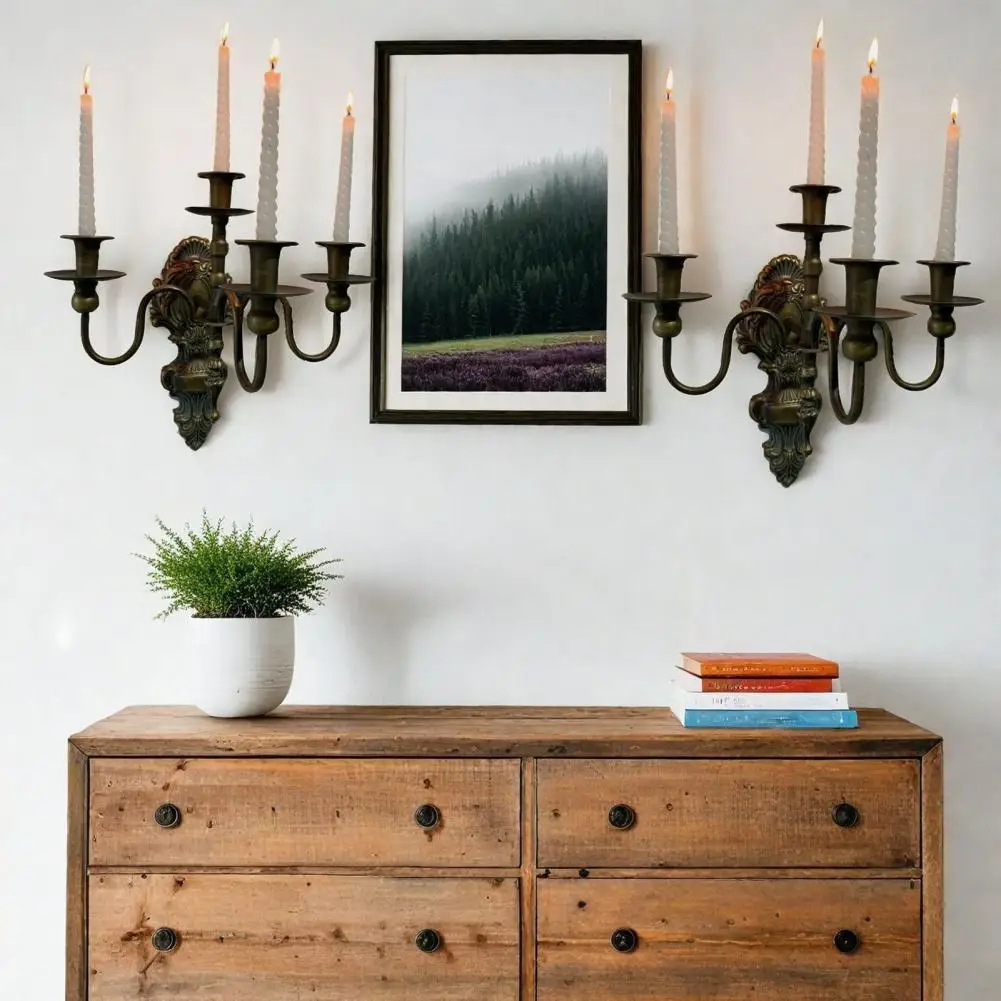 Four-arm Candle Holder Elegant Vintage Iron Art Wall Sconces Candle Holders for Room Bedroom Decor 3/4-arm Taper for Dining