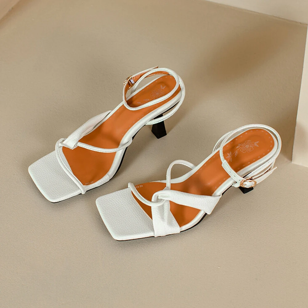 Damskie sandały projektanci wysokie obcasy kwadratowe Peep Toe klamry panna młoda platformy damskie buty duży rozmiar 45 46 Zapatos Mujer 23-18