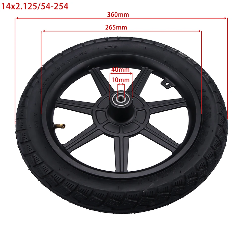 

8 Inch 14x2-125 54-254 Motorcycle Tire Rim Inner Tube Set For Mini Electric Bike Scooter Moped Parts Replacement Black