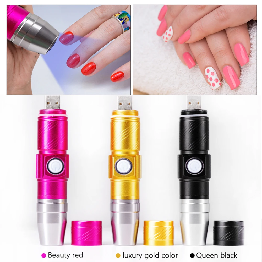 เครื่องเป่าเล็บไฟ LED ขนาดเล็กไฟฉาย UV เจลเล็บแบบพกพา Fast Drying Manicure เครื่องมือ