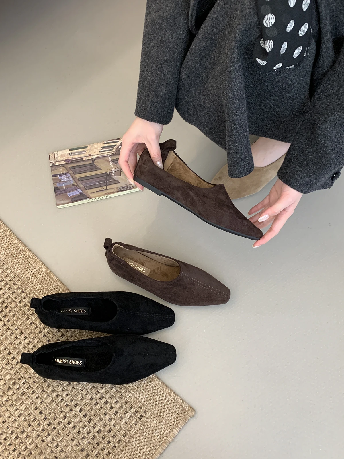 

Fashionable Lined Mary Janes with Square Toe Increased Internal 2025 Autumn Winter Warm Fuzzy Commuter Shoes Ladies Office Shoes