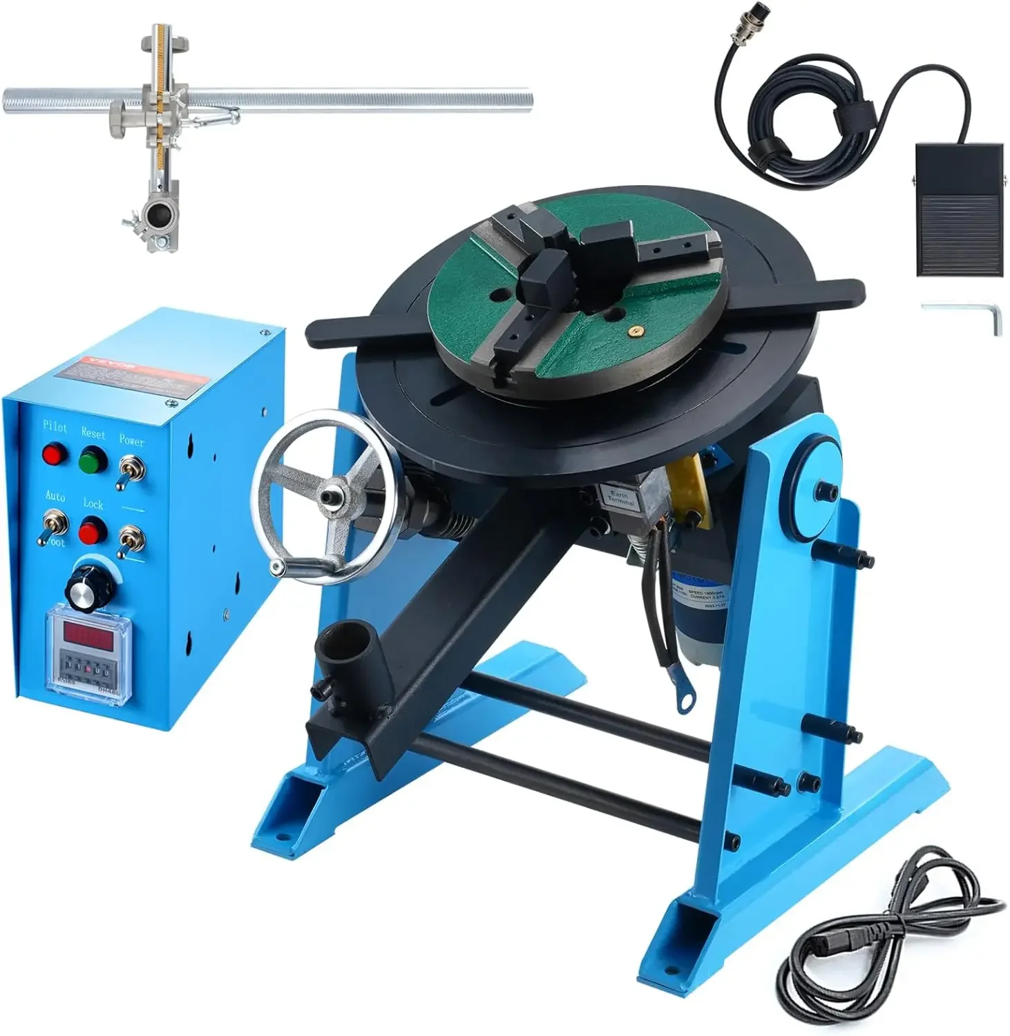VEVOR Rotary Welding Positioner 66LBS / 30KG, 0-90° Welding Positioning Turntable Table 1-12RPM 80W, with 12.4 Inch 3-Jaw Lathe