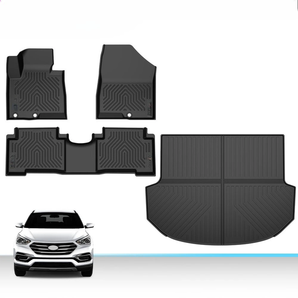 

Подходит для Hyundai Santa Fe 2013-2018 годов выпуска: всепогодные коврики из TPE + защитный коврик для багажника