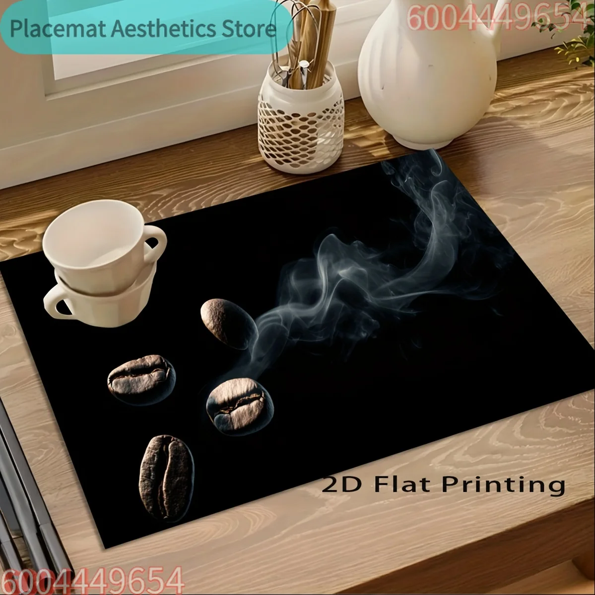 Minimalist Coffee Bean Design Table Mat for Afternoon Tea, Washable Draining Rack Mat for Utensils And Cups, Kitchen Additions B