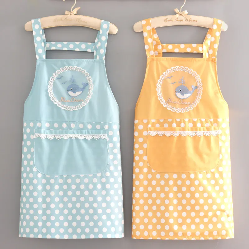 

Women's Waist Thin Design Apron Home Kitchen Cooking Breathable Wear-resistant Apron Simple Cute and Stylish New Work Clothes