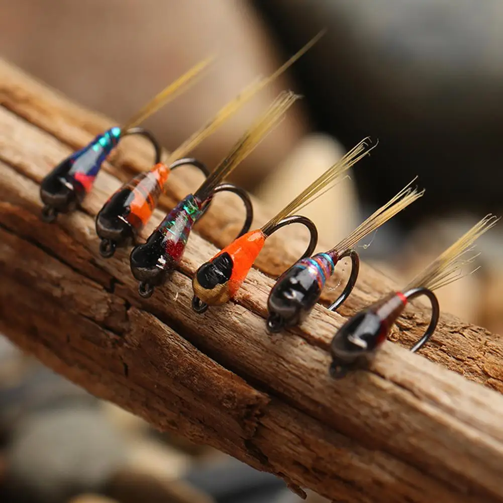 6PCS Tungsten Perdigon Nymph Beadheads Fly - Quick Sink for Rainbow Brown Trout Grayling Brook Trout Fishing