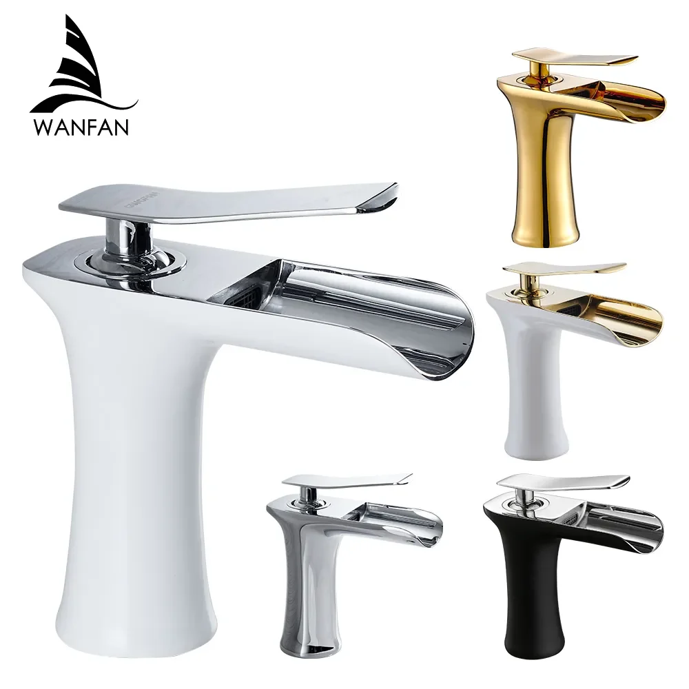 Basin Faucets Waterfall Bathroom Faucet Single handle Basin Mixer Tap Bath Antique Faucet Brass Sink Water Crane Silver 6009