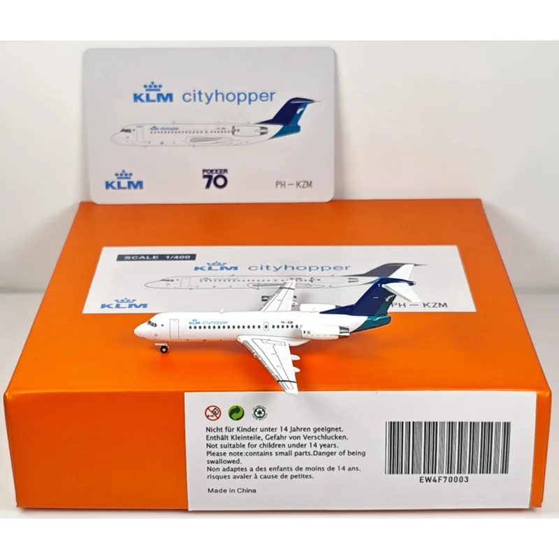 

JC Wings Diecast 1/400 Scale EW4F70003 KLM Fokker 70 PH-KZM Alloy Aircraft Model Collection Display Toy Ornament