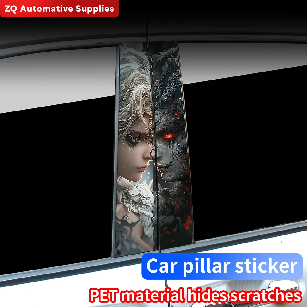 Angel and Demon Car Stickers Waterproof DIY Auto B-pillar Protective Decoration Cover Scratches Universal Vehicle Decals