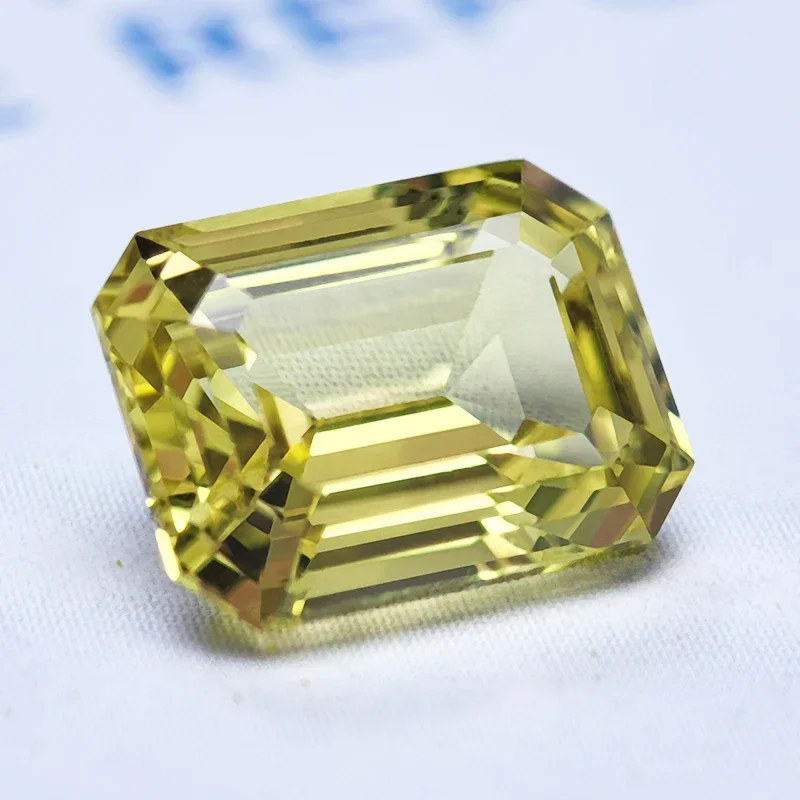 Lab tumbuh safir zamrud memotong batu permata warna kuning untuk jimat DIY cincin kalung anting bahan dipilih sertifikat AGL