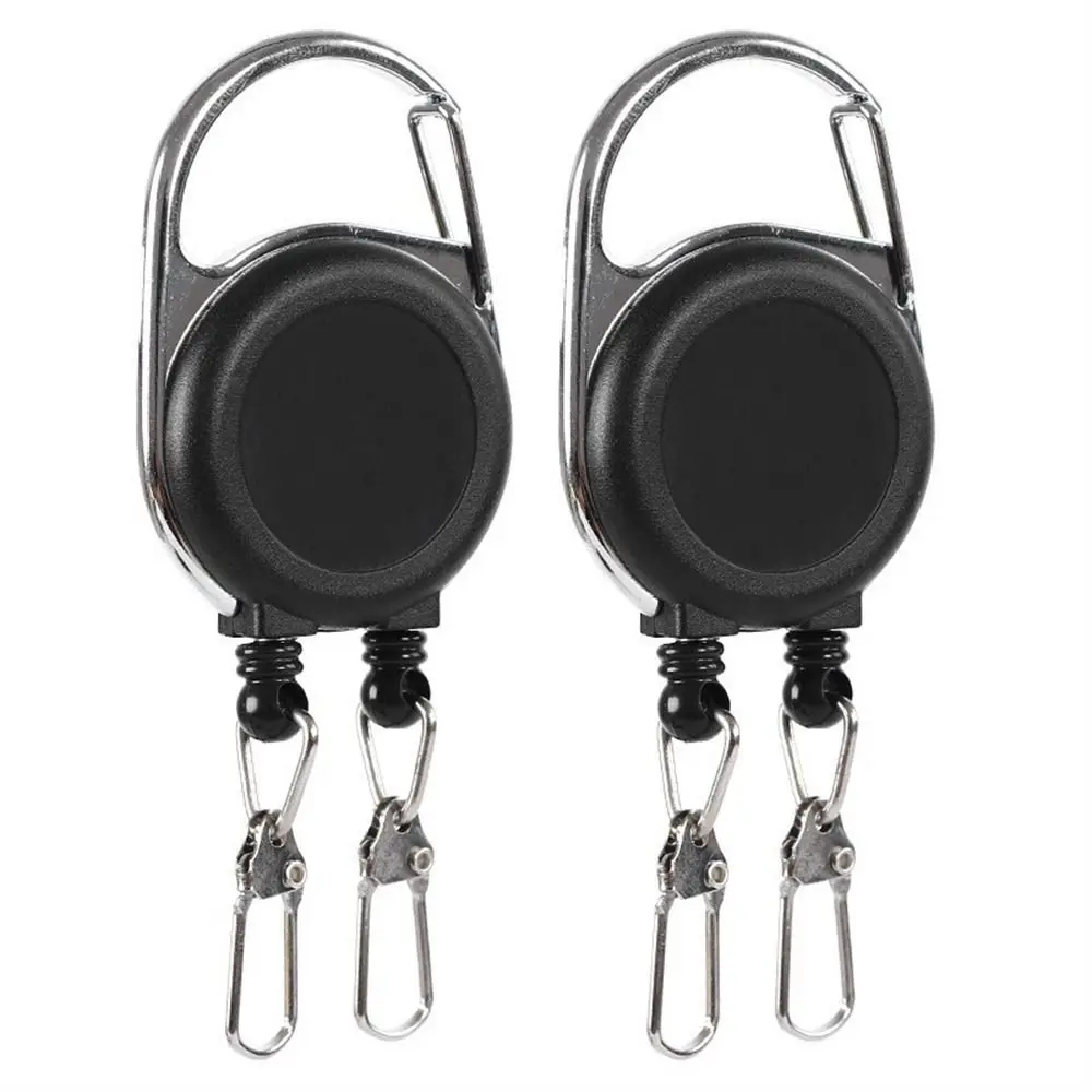 Double Headed Retractable Keychain Badge Reels Anti Lost Easy To Pull Buckle Keyring 60CM ID Card Holder Work Card