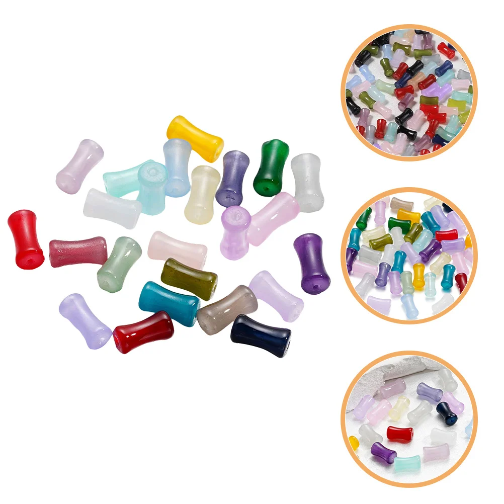 

60Pcs Imitation Jade Glass Bamboo Joint Beads Durable Spacer Beads for DIY Jewelry Making Bracelets Necklaces Earrings