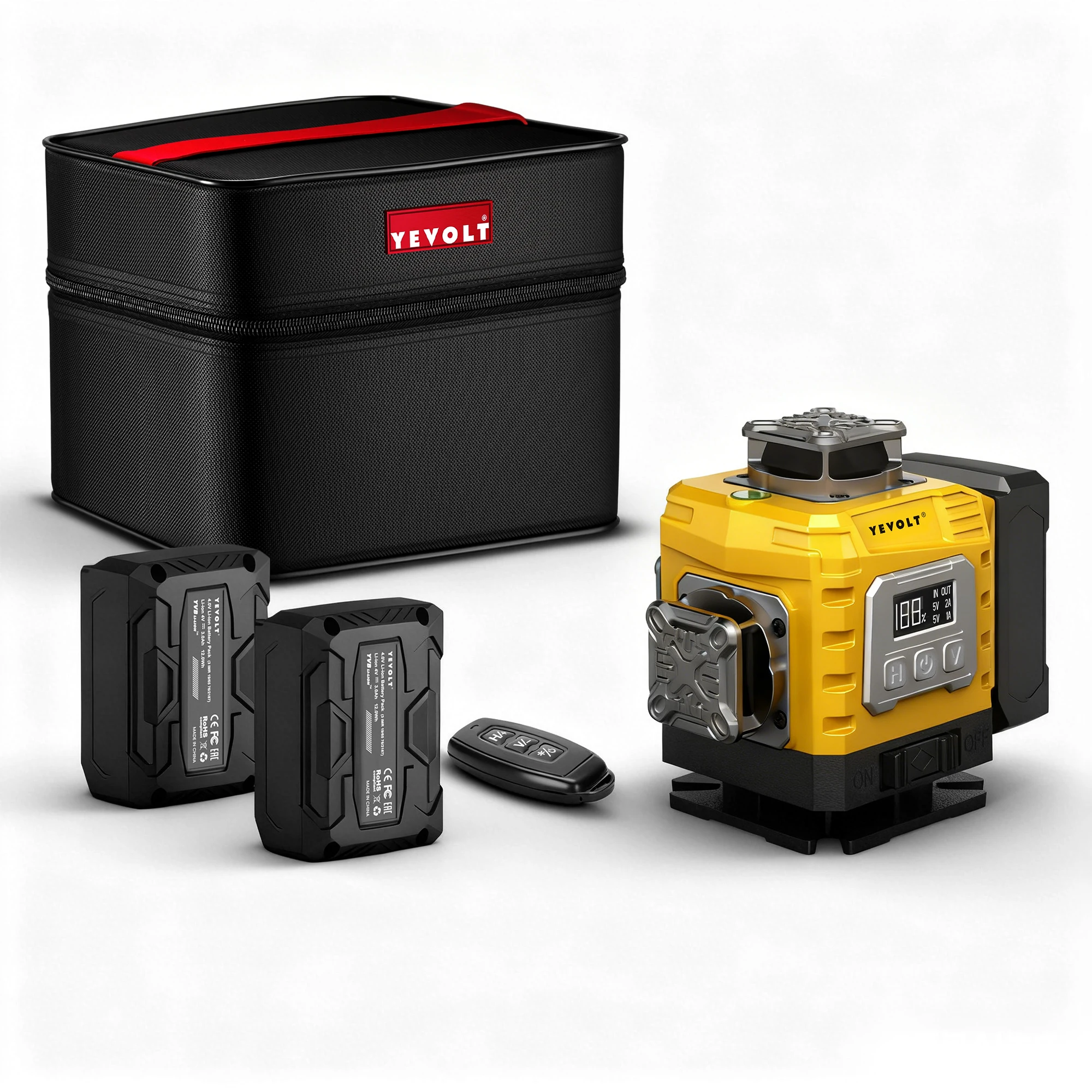 

YEVOLT 16-линейный зеленый лазерный уровень 360 ° Панорамный горизонтальный и вертикальный автоматический самовыравнивающийся для внутреннего и наружного применения, высокоточный DIY