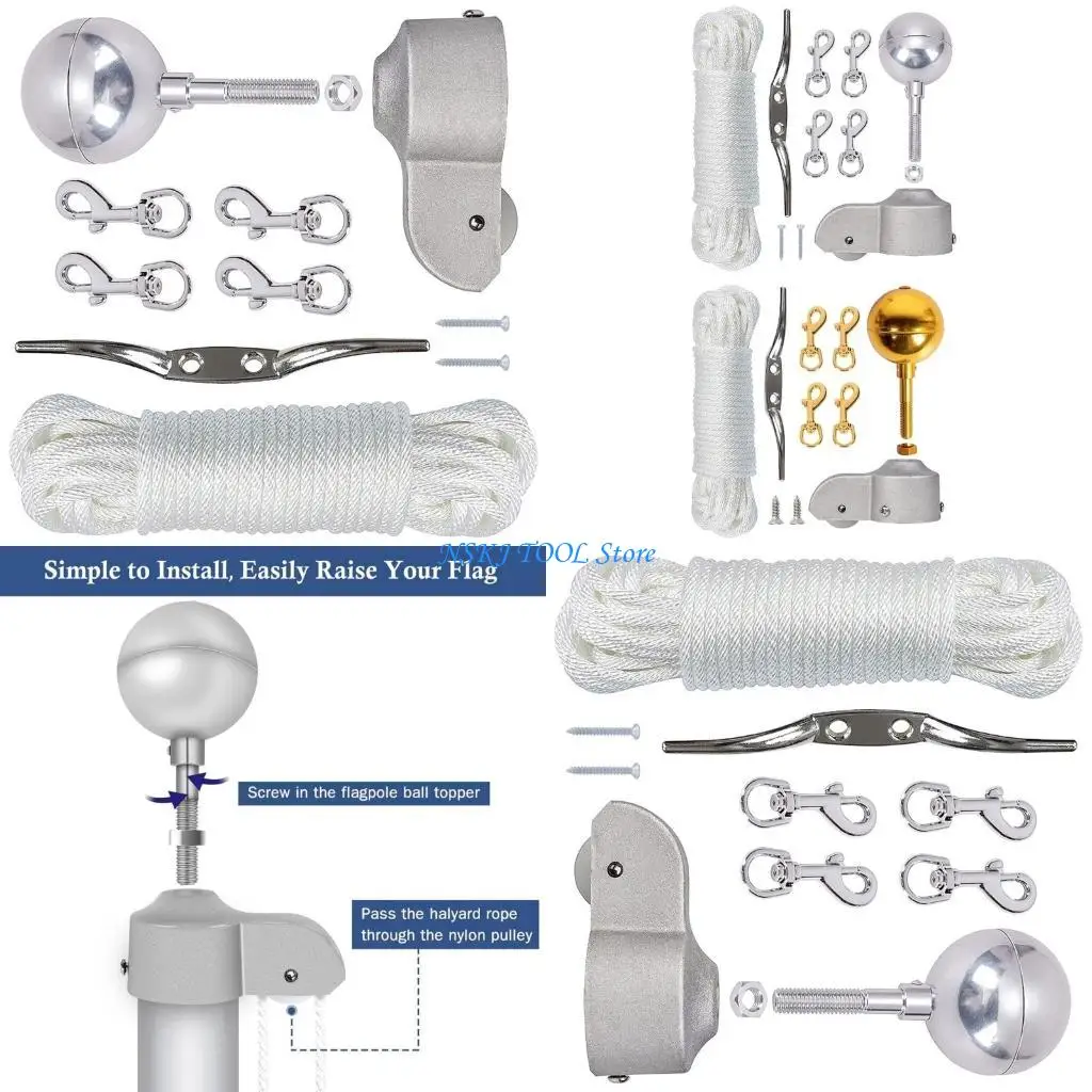 L8RC Flagpole Hardware Set Including Ball Joint And Truck For Outdoor Garden Use