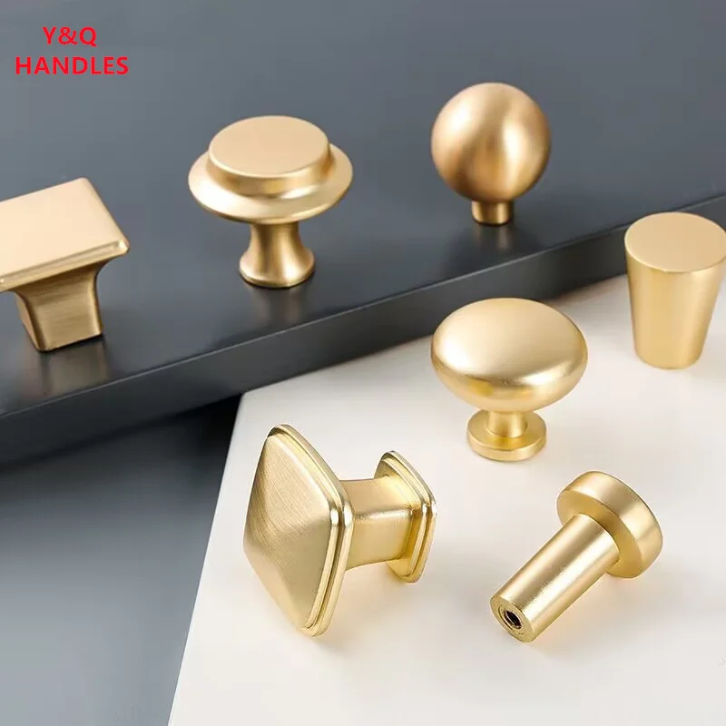 Handles Drawer Cabinet Furniture Kitchen Handles for Cabinet Knob Door Drawer Furniture Kitchen Golden Single hole Zinc alloy