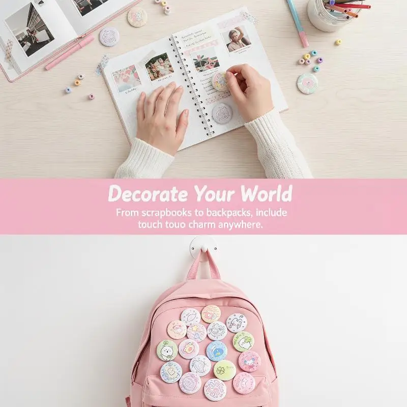 6PCS Cute Cartoon Mini Cartoon Button Badge Kawaii Retro Girls Kids Backpack Pencil Bag DIY Decorative Brooch Pin Accessories
