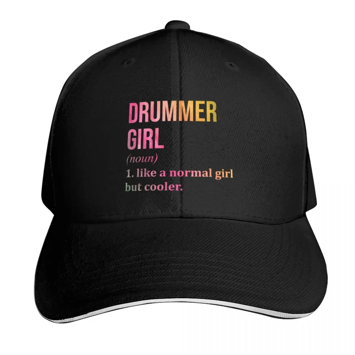 Drummer Girl Definition Drums in Watercolor Baseball Cap Beach Bag Streetwear Unique hats sailor cap for men Boy Child Women's